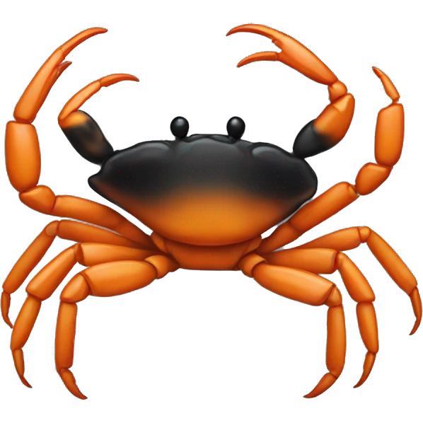 jumping crab half black, half orange burnt emoji