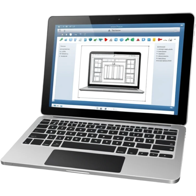 create an emoji of a laptop that has autocad architectural drawings on the screen emoji