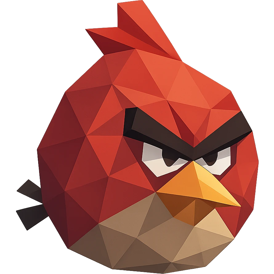low-poly polygonal style angry bird emoji