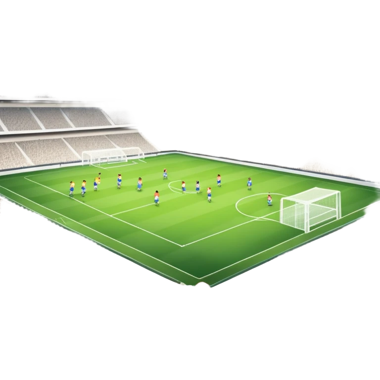 An icon showing a soccer stadium filled with close-up players in action, inspired by EA Sports FC 25. The design features players on the field, with the stadium lights shining brightly and a lively crowd in the stands. Transparent background highlights the energy and excitement of the match. emoji