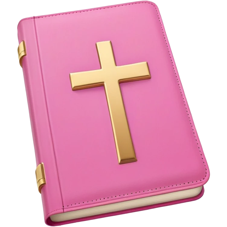 Pink bible with a pink cross emoji