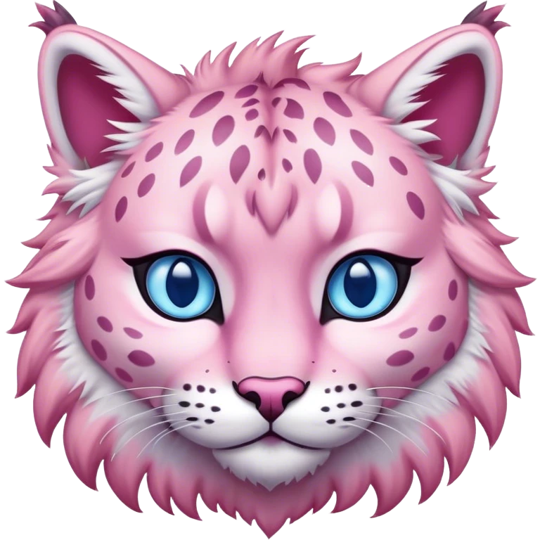 A pink lynx with blue eyes  emoji
