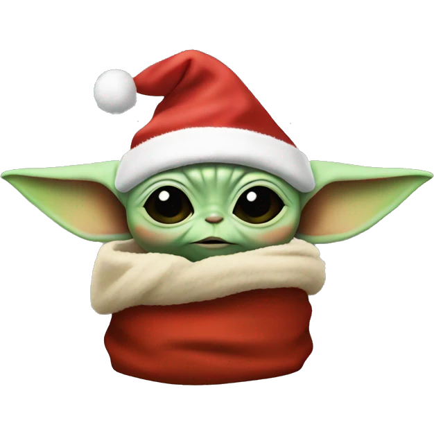 Baby Yoda with a Christmas hat emoji