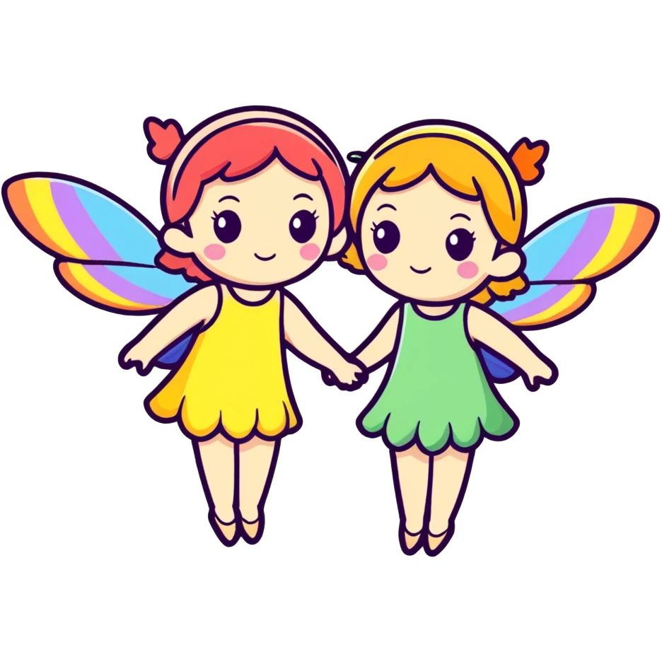 Two Fairy Sisters with Rainbow Wings emoji