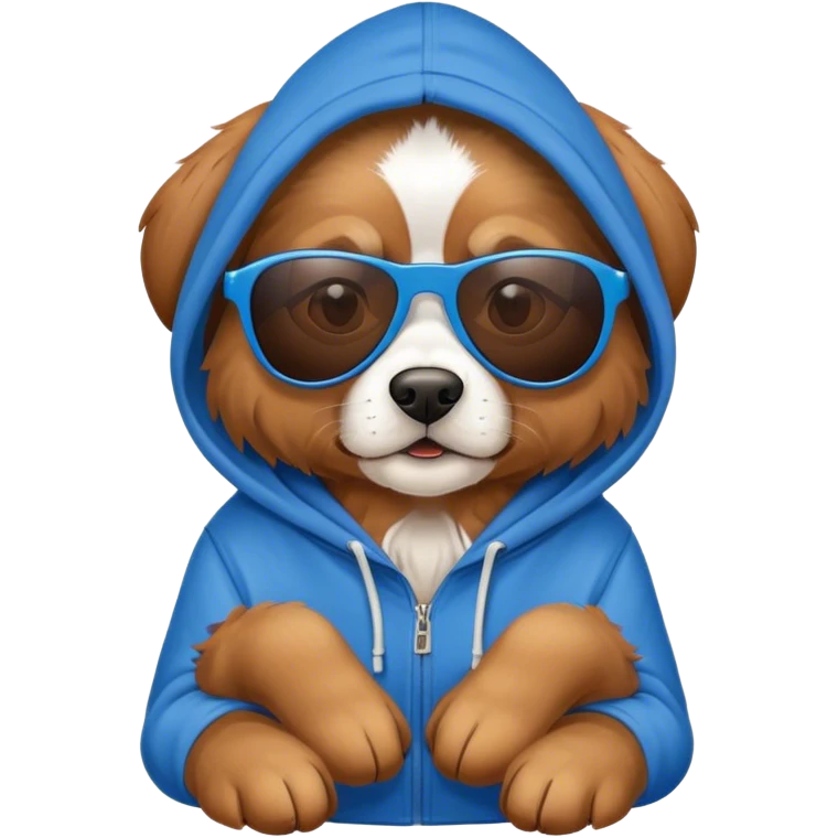Dog wearing a hoodie and sunglasses  emoji