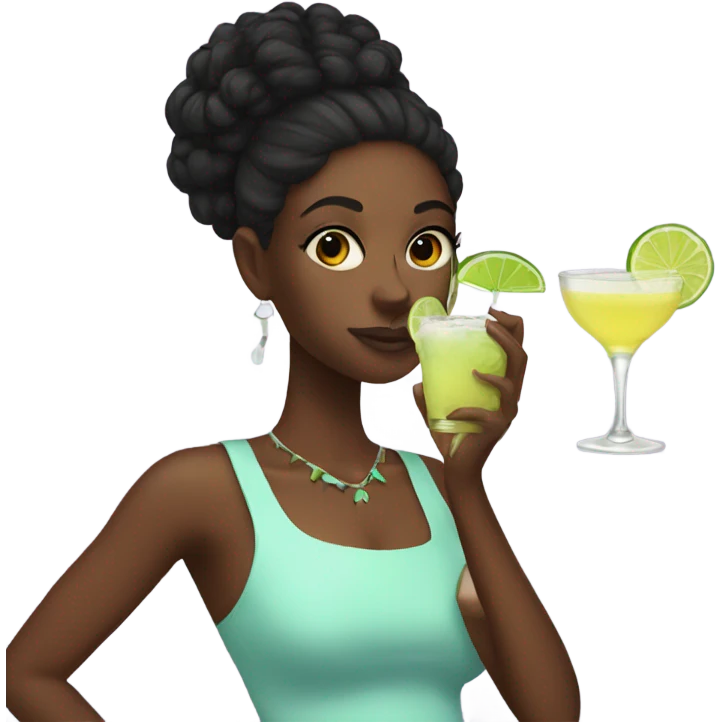 Black girl drinking margarita  emoji