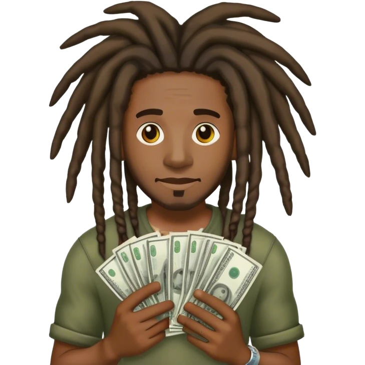 Man with dreads and cash emoji