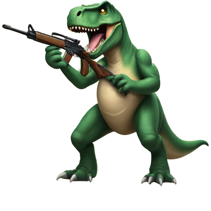 T-Rex holding rifle emoji