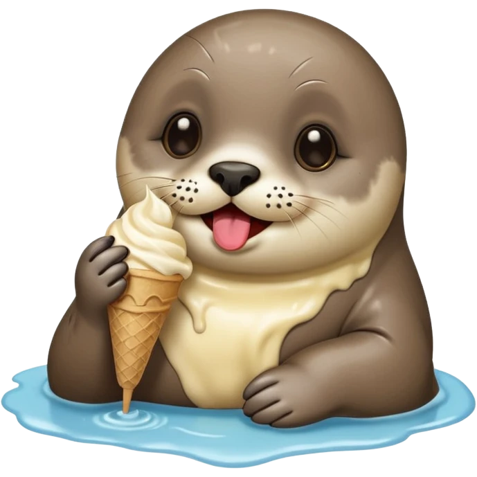 happy seal eating ice cream emoji