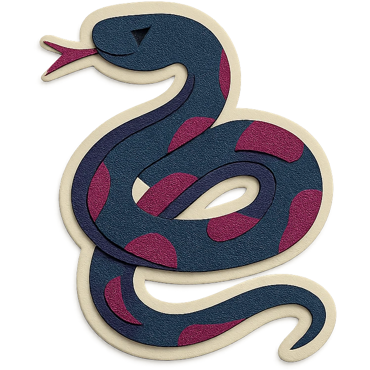 A stylish sticker featuring a snake in dark blue and dark purple tones for the Snakebite community. emoji