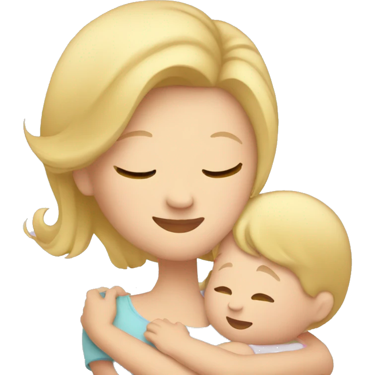 blonde mom hug baby  emoji