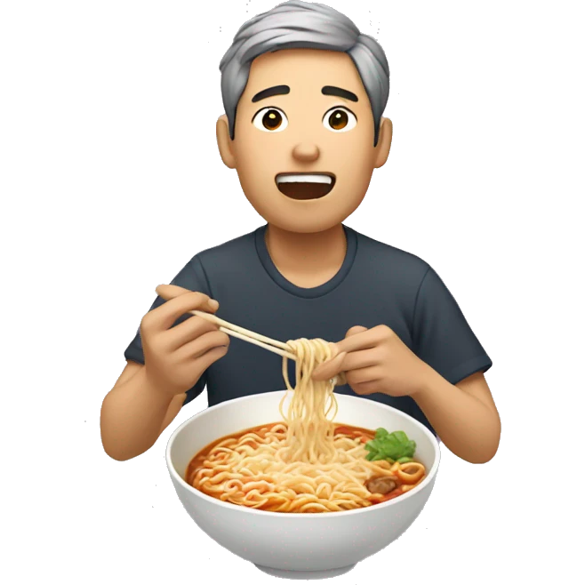  asian man eating ramen emoji