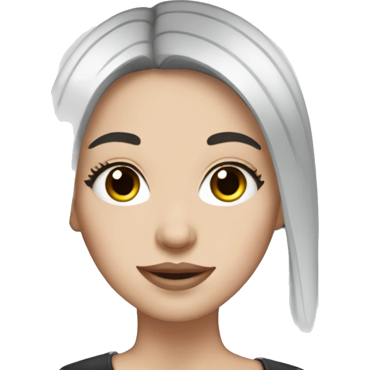 White girl with straight black hair and long lashes emoji