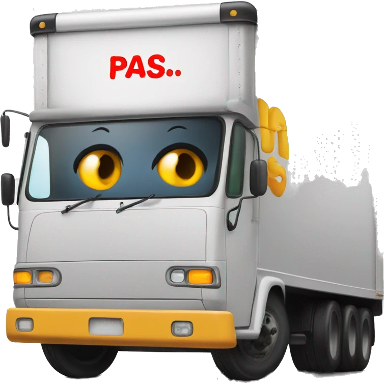 Boxtruck with letters "PGS” on the side emoji