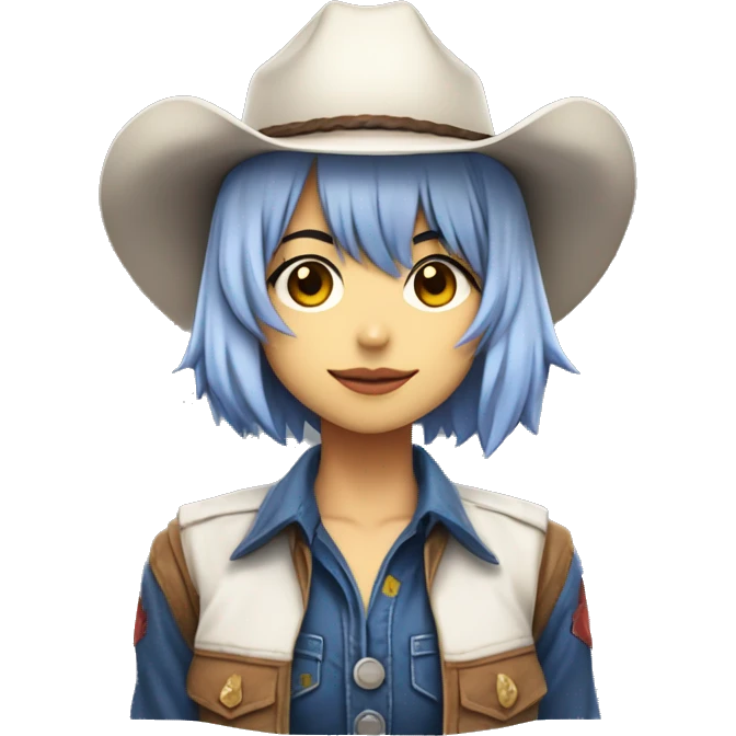 Rei ayanami in a cowboy costume, teen, full body. Only front view, no expression on the face emoji