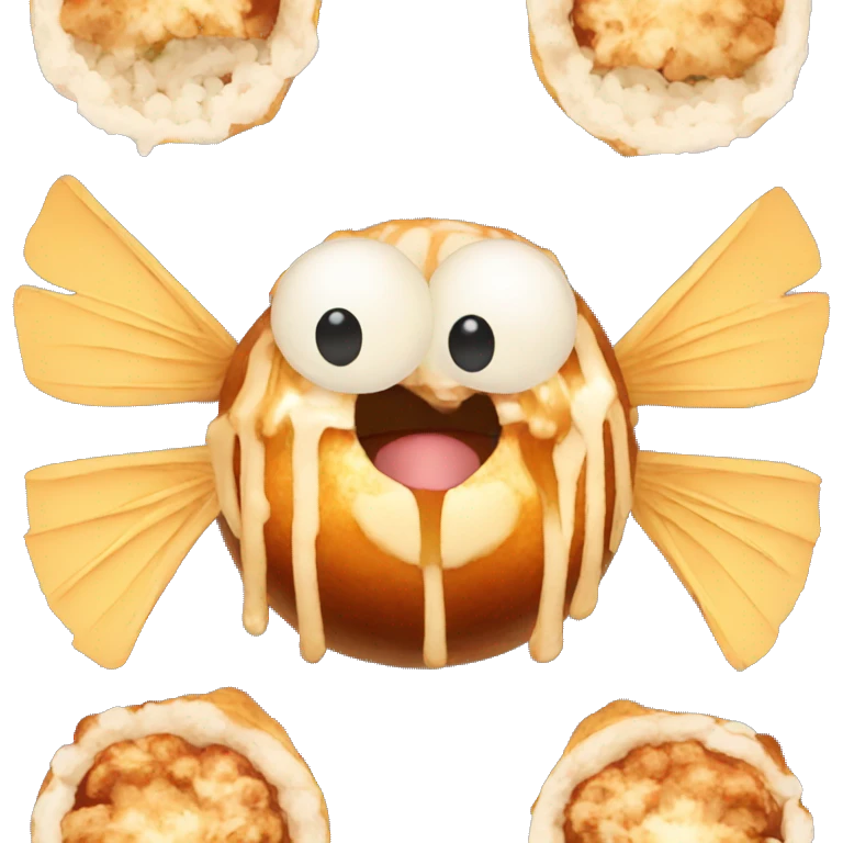 Takoyaki with wings no eyes  emoji