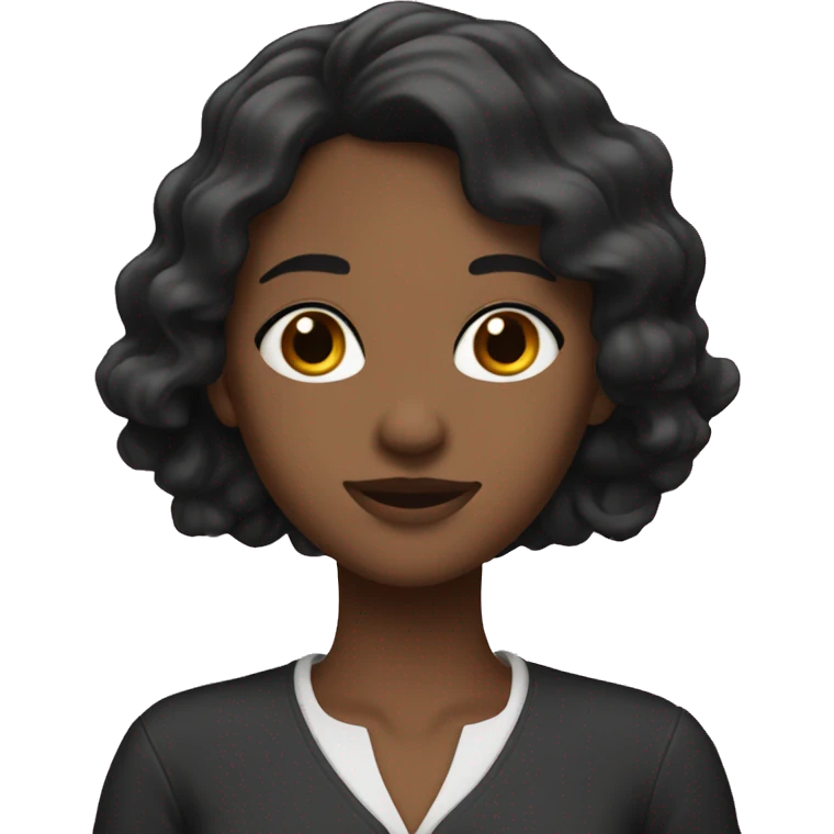 A fair girl with slightly wavy black hair, and shoulder-length clothes (black) emoji