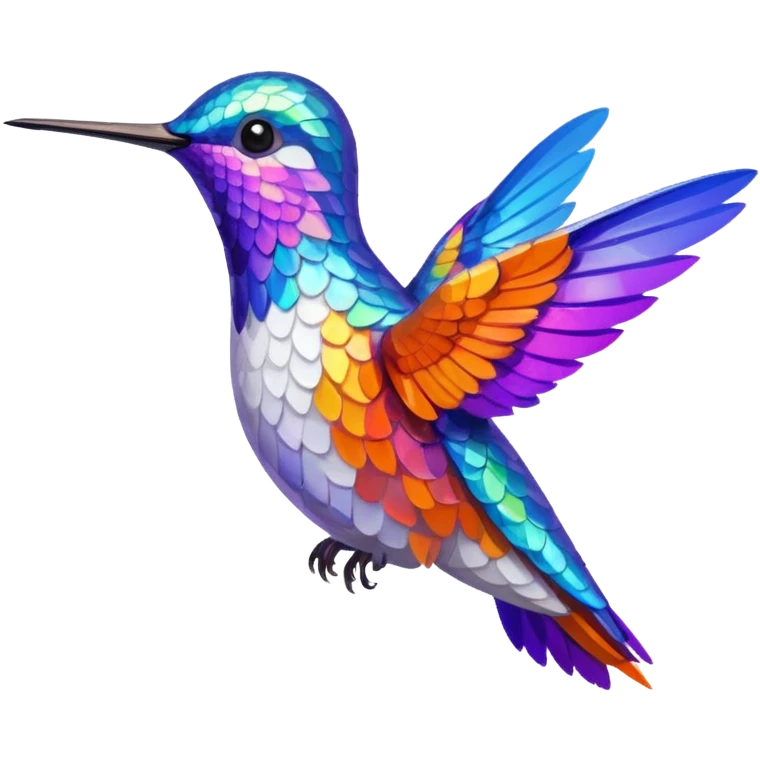 a hummingbird with orange, white, blue, and purple feathers emoji