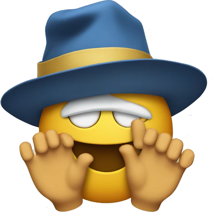 Emoji with bue hat and it's hands are flex money emoji