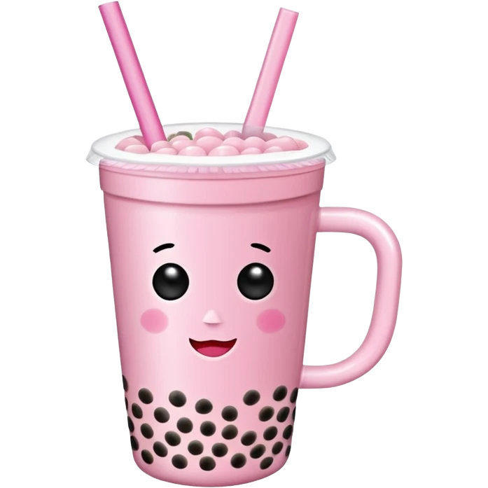 Pink mug with bubble tea emoji
