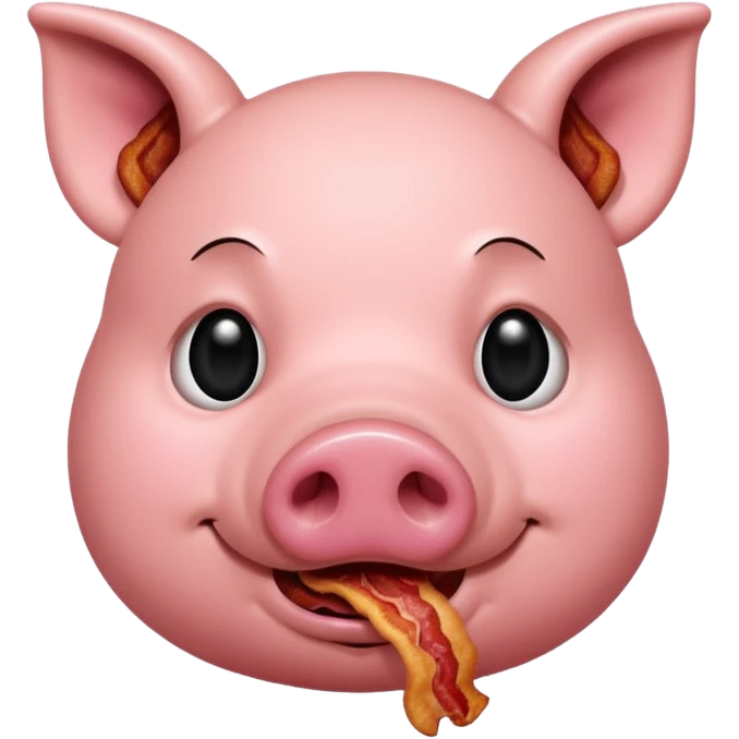 Pig eating bacon emoji