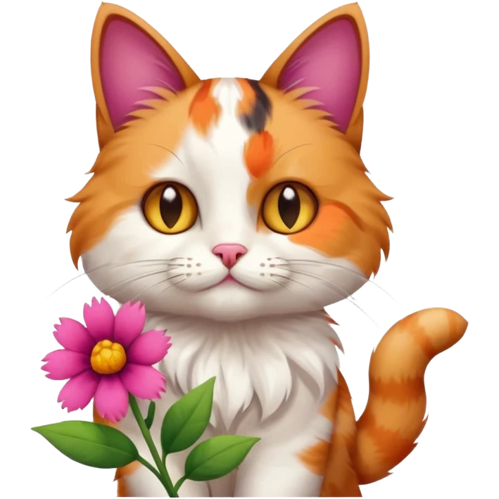 Cat holding a flower  emoji