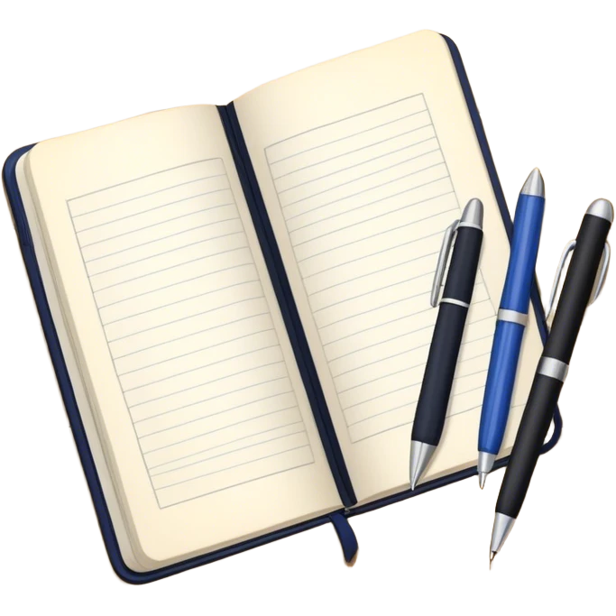 A notebook, pen, and study essentials neatly arranged emoji