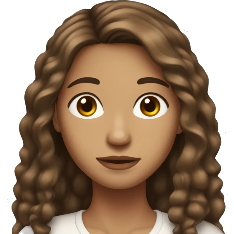long brown hair, brown eyes, light skin emoji