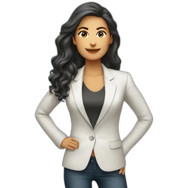 Mujer blanca pelo largo emprendedora con blazer emoji