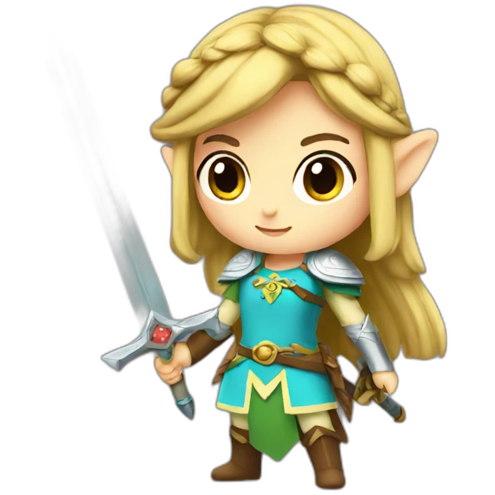 Cute Princess Zelda with sword emoji