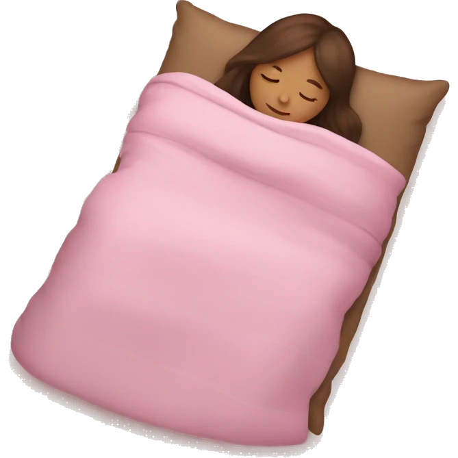 White girl with brown hair sleeping with pink blanket  emoji