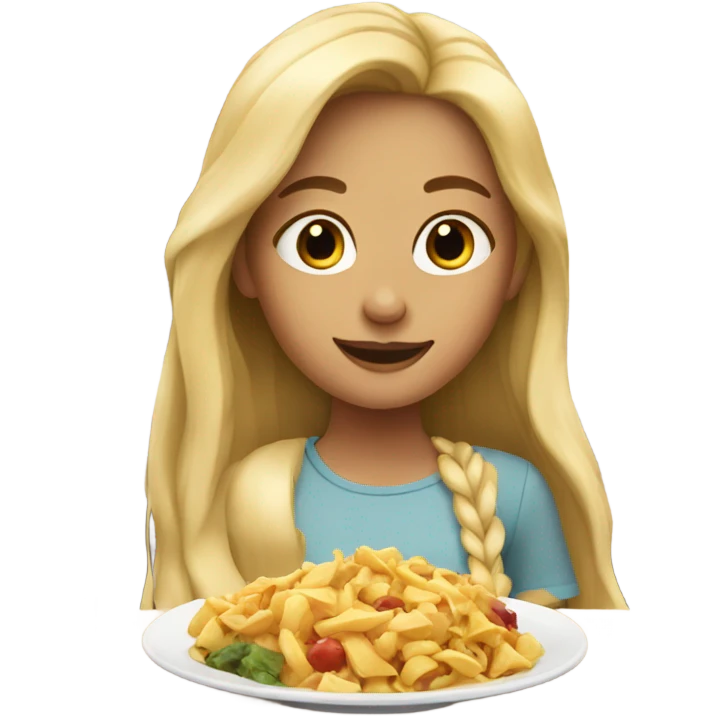  Blonde long hair girl eating emoji