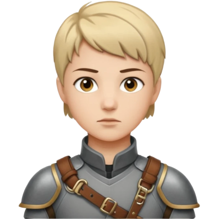 A young legionnaire with short hair, leather straps, and determined focused eyes.
 emoji