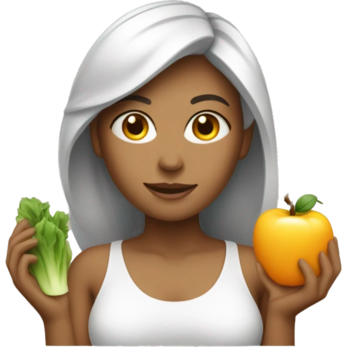 healthy woman with pc emoji