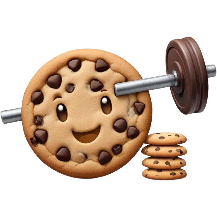 Cookie with a barbell emoji