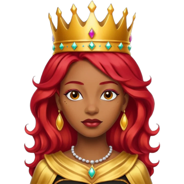 black queen with red hair emoji