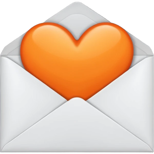 white envelop with orange heart inside emoji