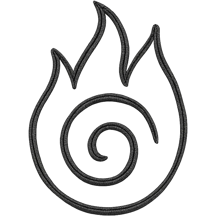 black icon with Naruto fire symbol, minimalist style emoji