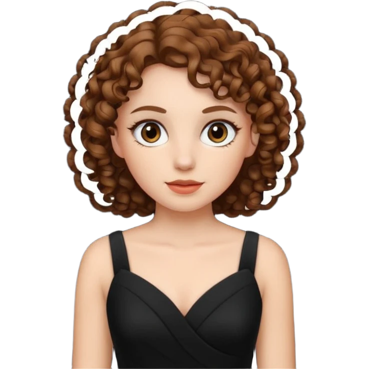 black dress curly hair emoji