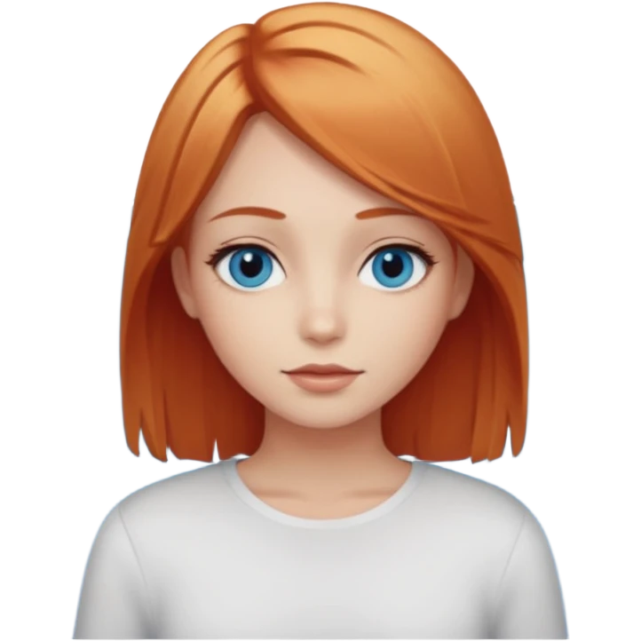 A girl with straight redhead and blonde hair they are middle long and she has ocean eyes emoji