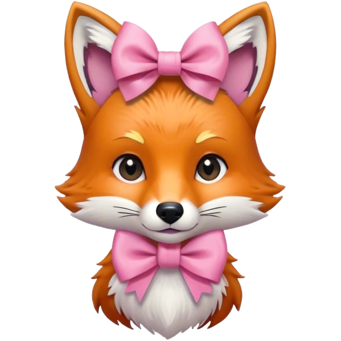 A fox with a pink bow just under his ear. emoji
