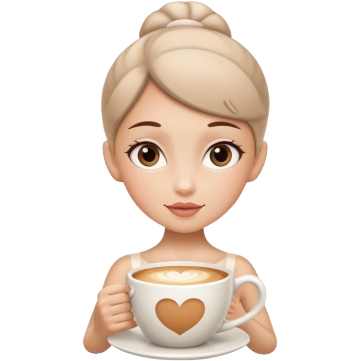 give me a ballerina with a cappuccino mug as her head emoji