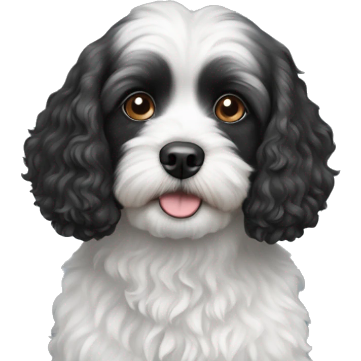 Black and white cavapoo emoji