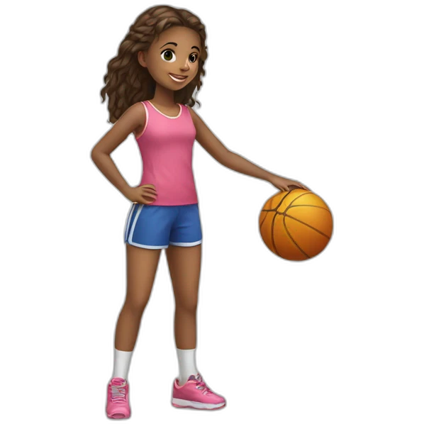 a young girl with a ball in full growth emoji
