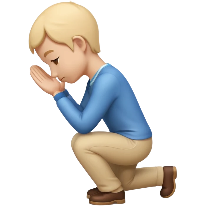 3D emoji style person bowing, respectful angle, centered, soft shadow, white background. emoji