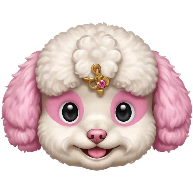 smile, baby white toy Poodle,only face  emoji