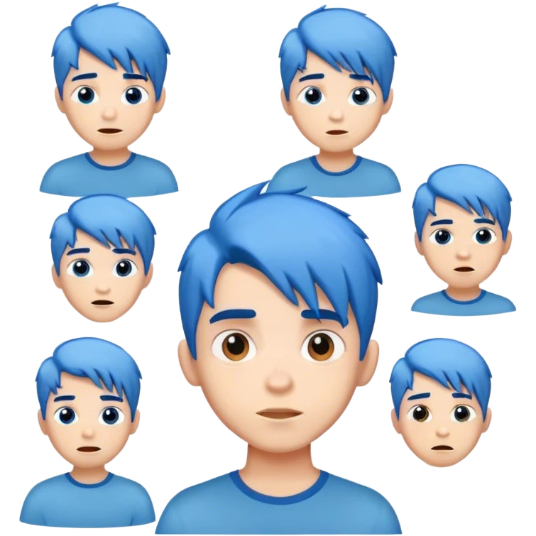 10 emojis diferentes de un chico de pelo azul emoji