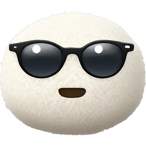 rice ball with glasses emoji