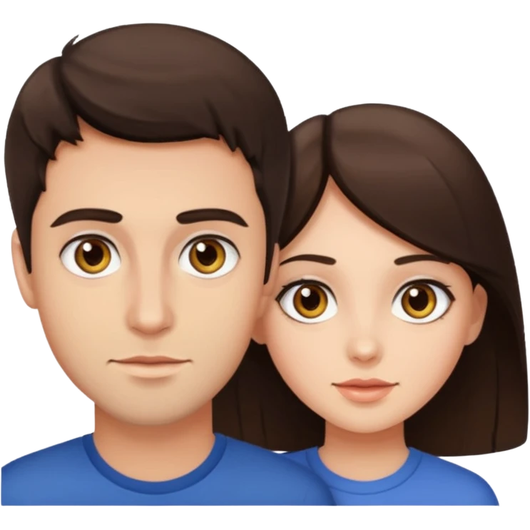 Brunette guy with hazel eyes and brunette girl with hazel eyes together  emoji