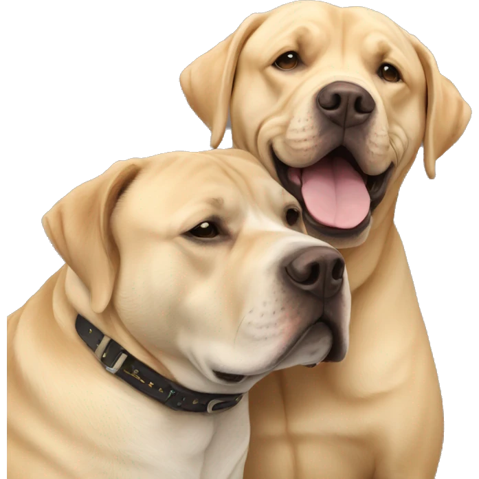 American bully and Golden Labrador retriever hug  emoji